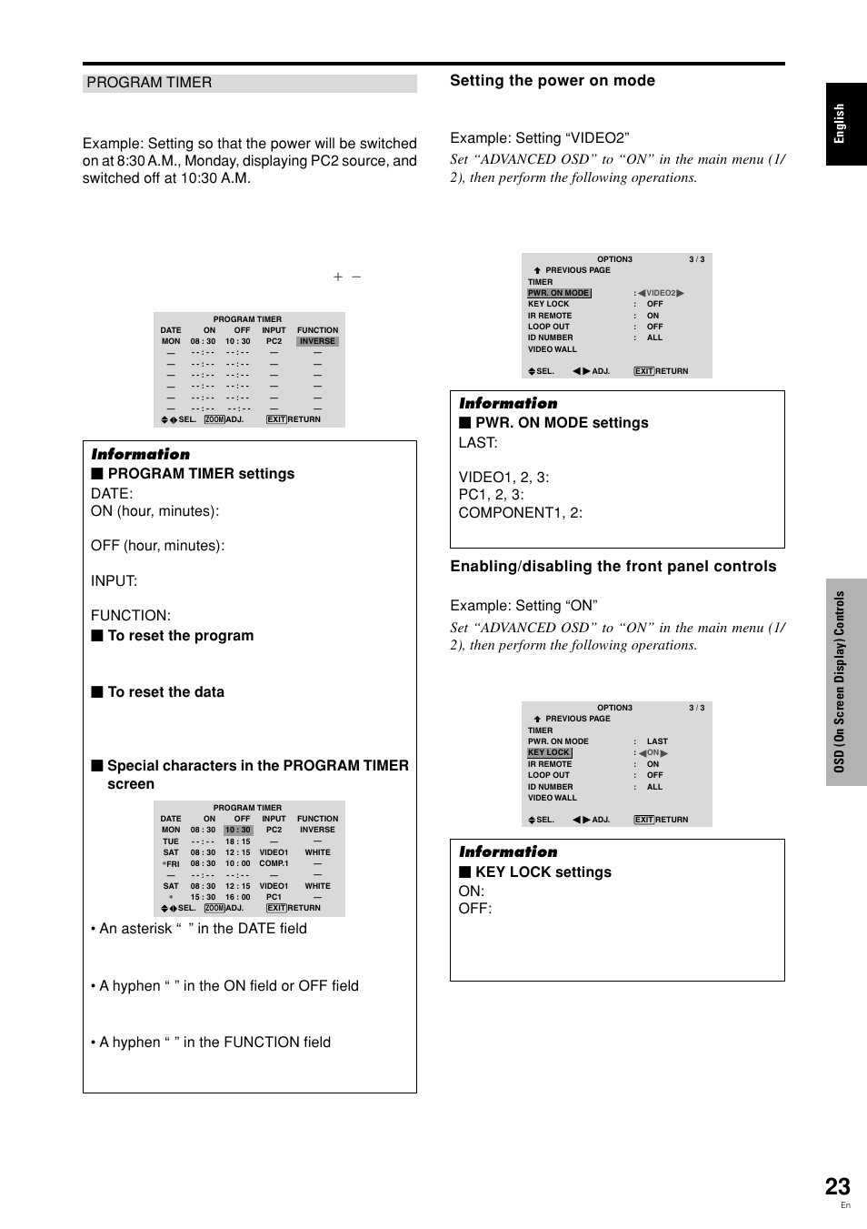 English osd (on screen display) controls | Pioneer PLASMA DISPLAY User Manual | Page 28 / 266