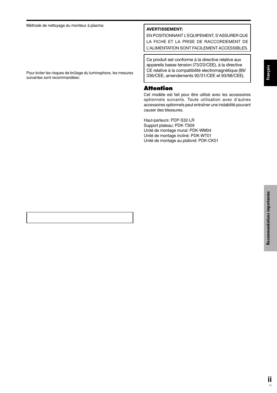 Attention | Pioneer PLASMA DISPLAY User Manual | Page 40 / 266