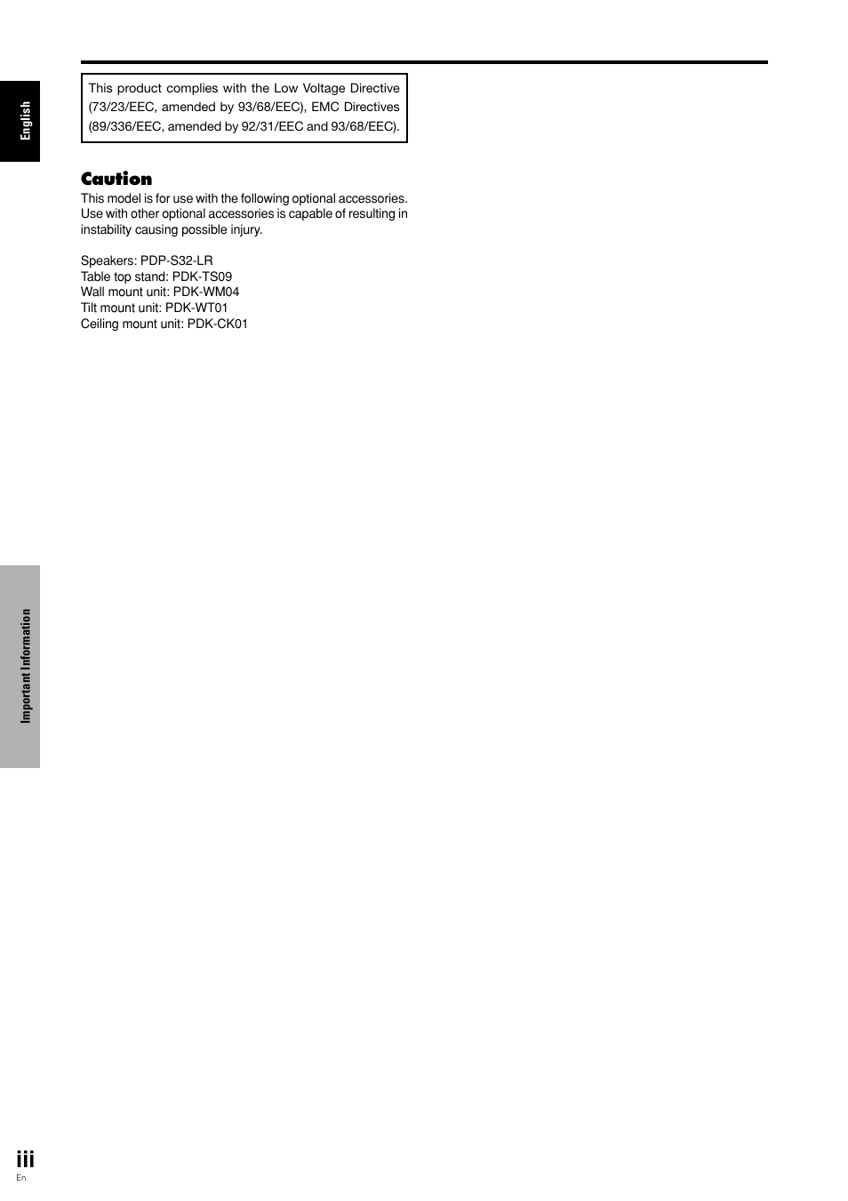 Caution | Pioneer PLASMA DISPLAY User Manual | Page 5 / 266