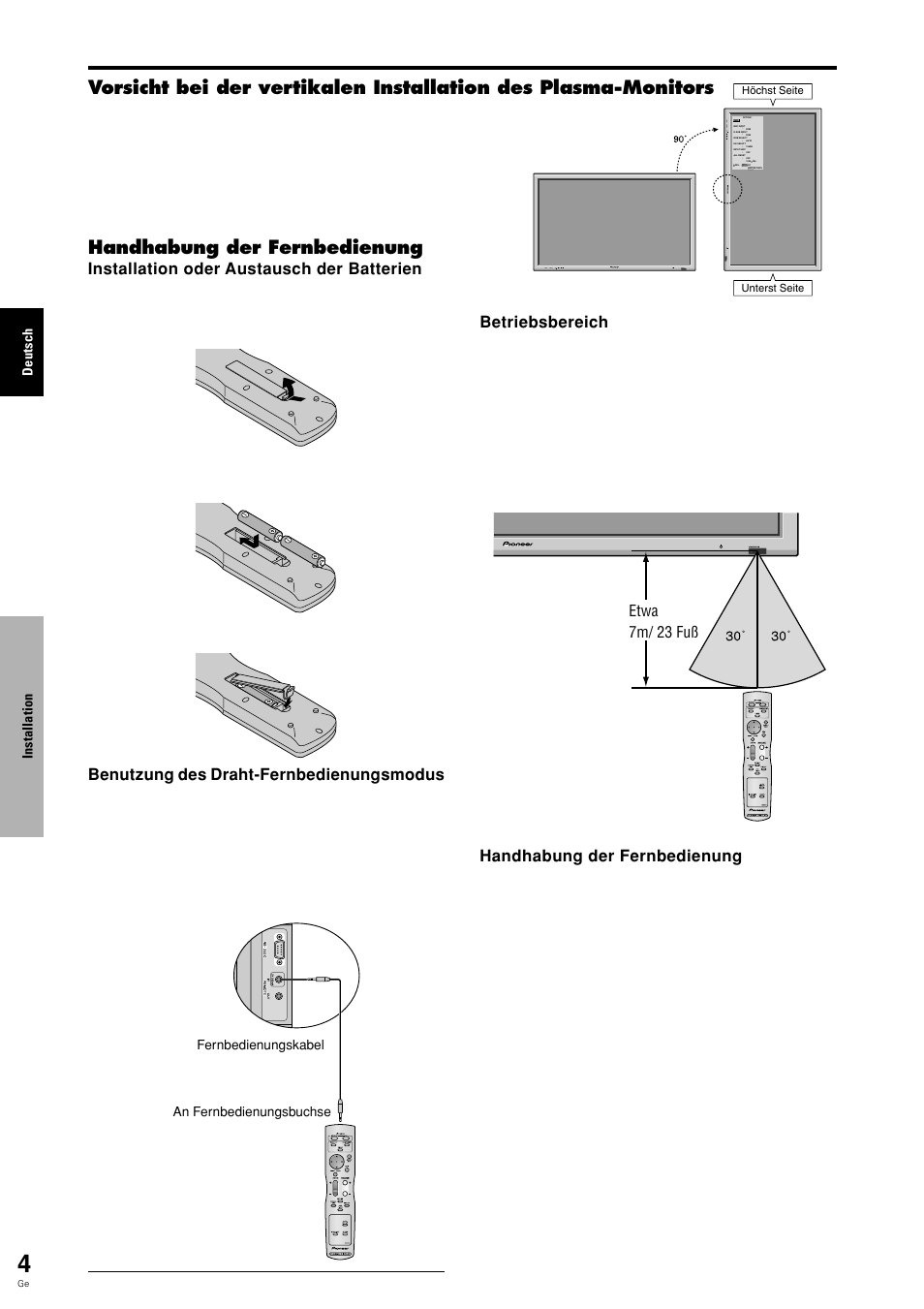 Handhabung der fernbedienung | Pioneer PLASMA DISPLAY User Manual | Page 83 / 266