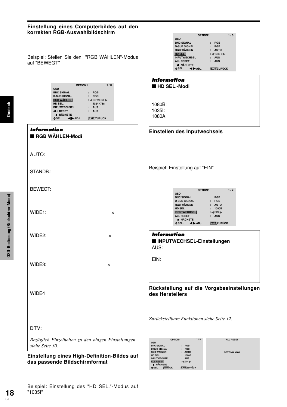 Deutsch osd-bedienung (bildschirm-menu) | Pioneer PLASMA DISPLAY User Manual | Page 97 / 266