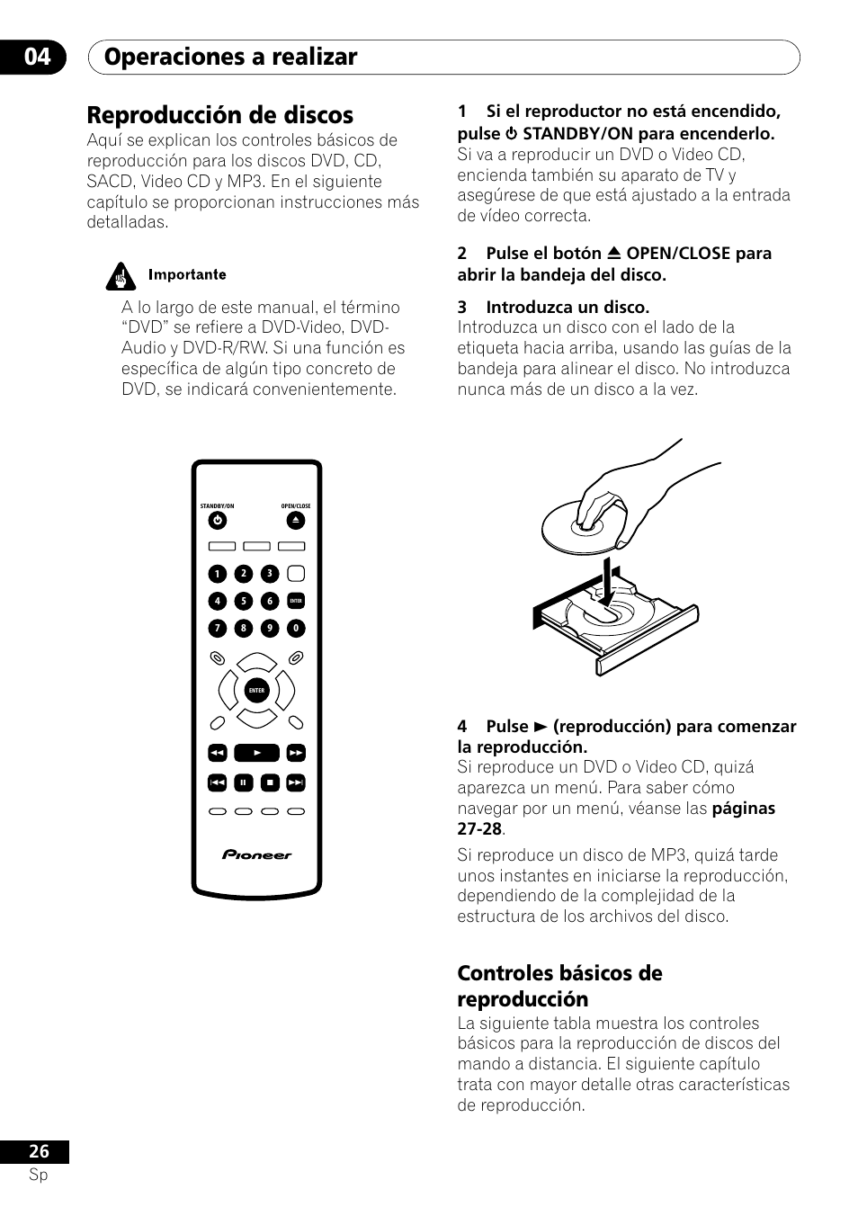 Reproducción de discos, Controles básicos de reproducción, Operaciones a realizar 04 | Pioneer VRD1160-A User Manual | Page 100 / 148