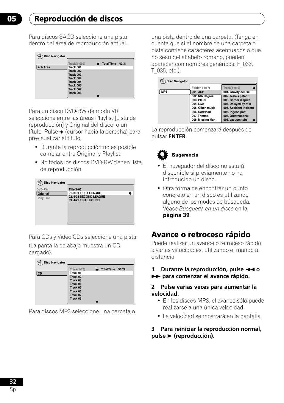 Avance o retroceso rápido, Reproducción de discos 05 | Pioneer VRD1160-A User Manual | Page 106 / 148