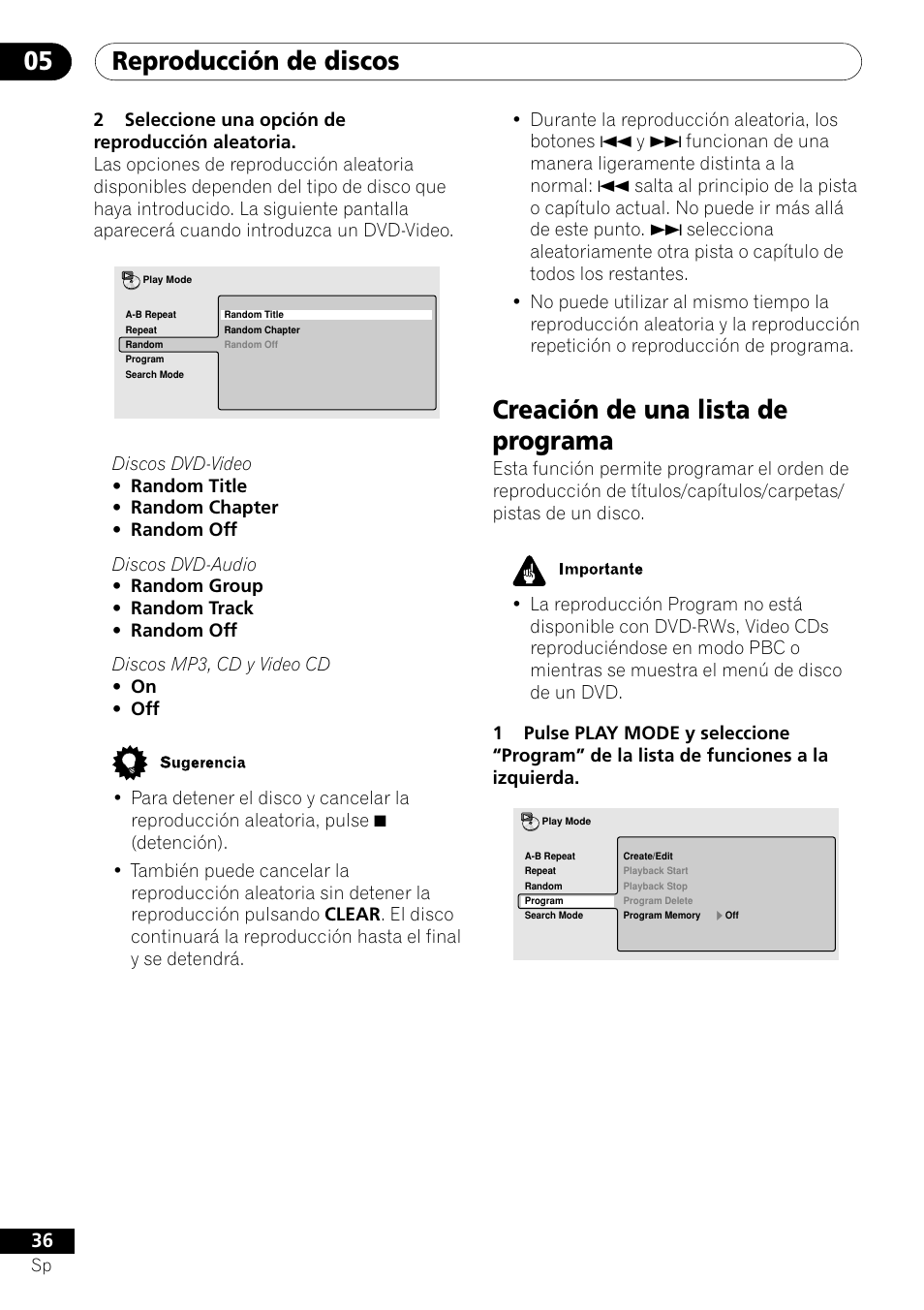 Creación de una lista de programa, Reproducción de discos 05 | Pioneer VRD1160-A User Manual | Page 110 / 148