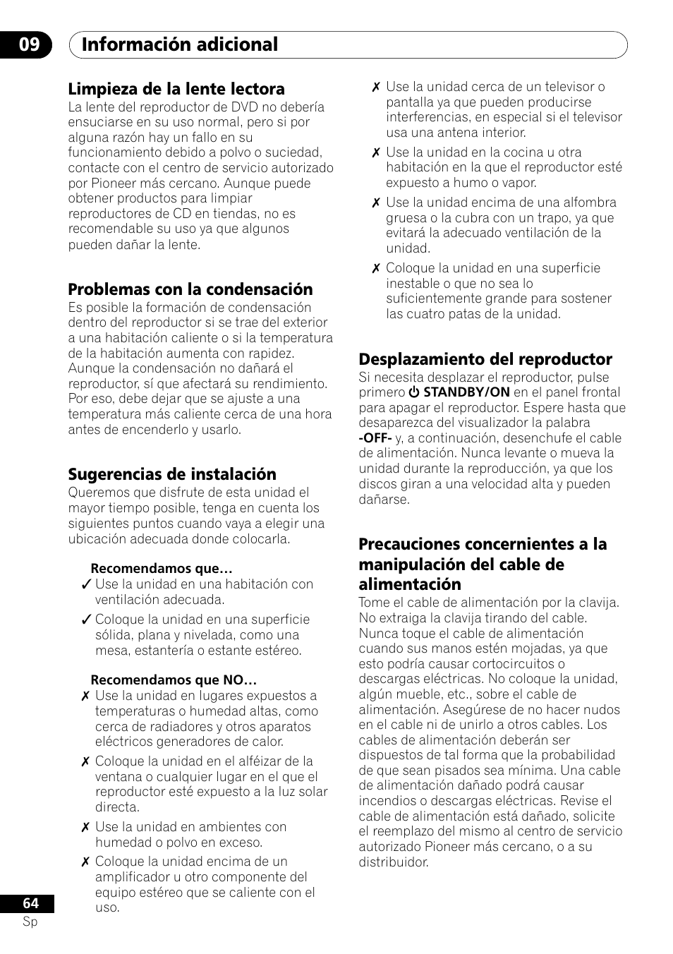 Información adicional 09 | Pioneer VRD1160-A User Manual | Page 138 / 148