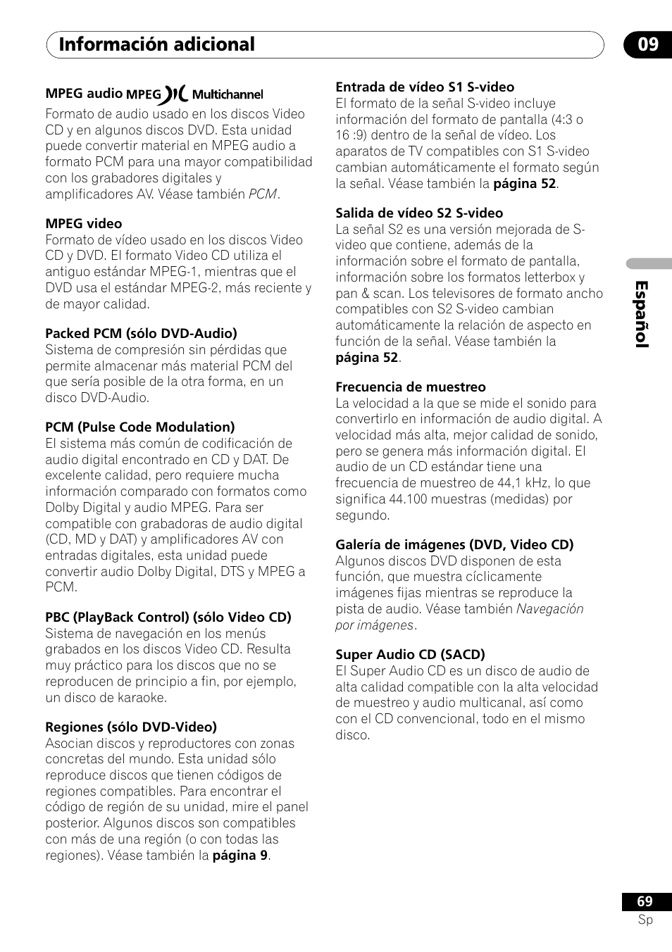 Información adicional 09 | Pioneer VRD1160-A User Manual | Page 143 / 148