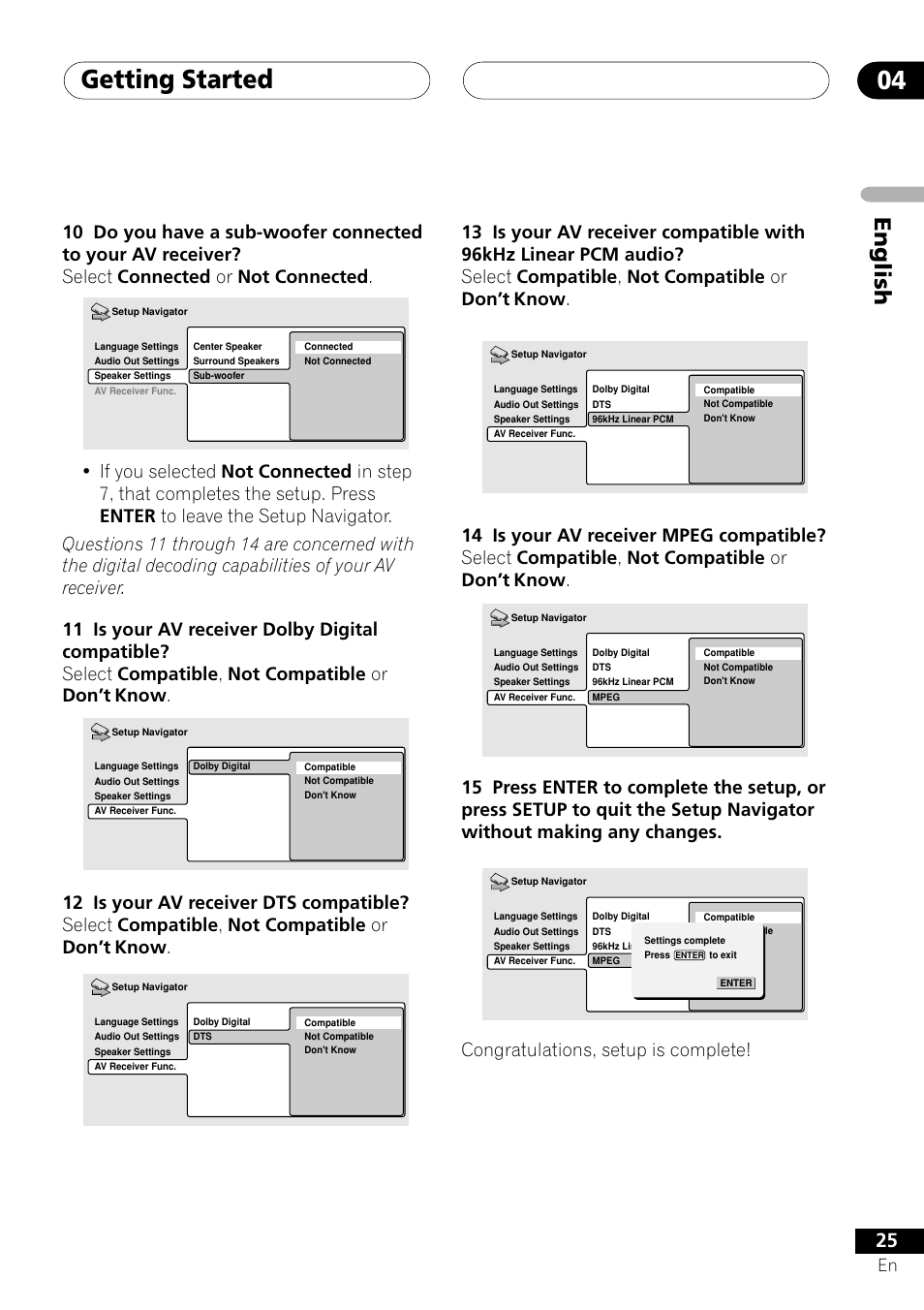 Getting started 04, English | Pioneer VRD1160-A User Manual | Page 25 / 148