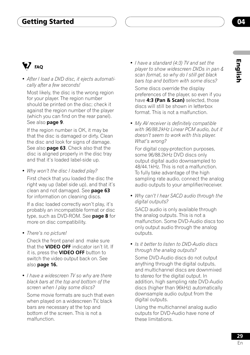 Getting started 04, English | Pioneer VRD1160-A User Manual | Page 29 / 148