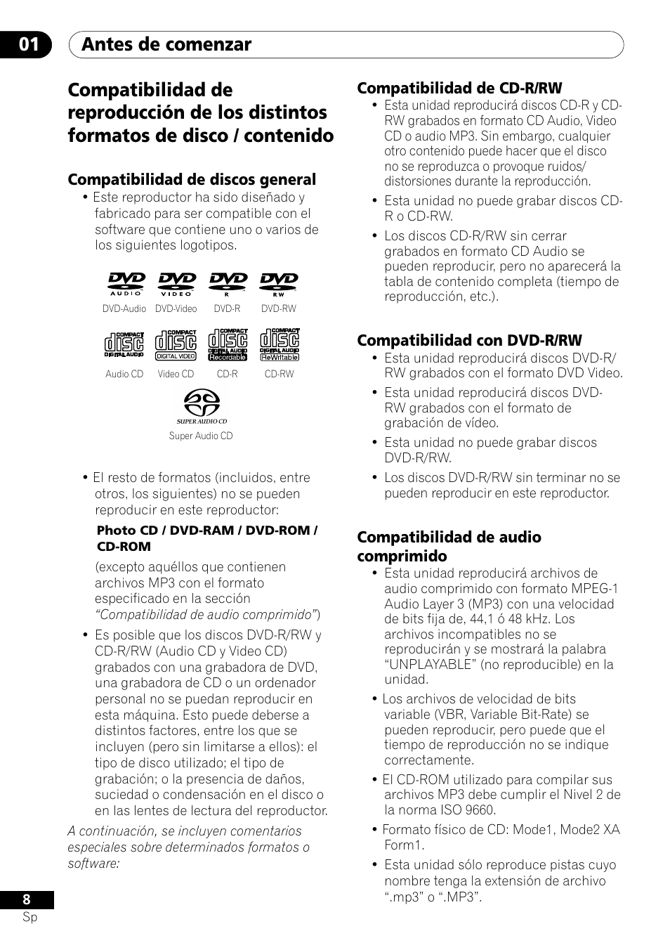 Antes de comenzar 01 | Pioneer VRD1160-A User Manual | Page 82 / 148