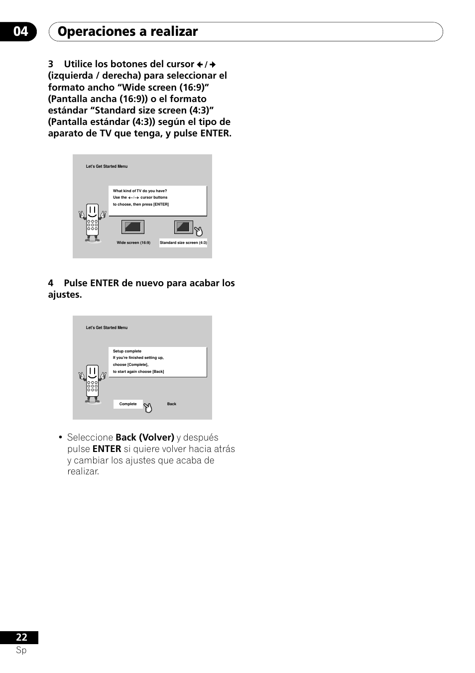 Operaciones a realizar 04, 3utilice los botones del cursor, 4pulse enter de nuevo para acabar los ajustes | Pioneer VRD1160-A User Manual | Page 96 / 148