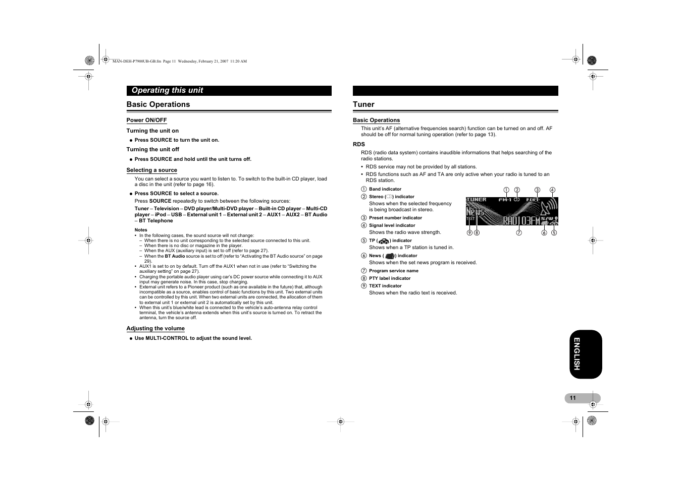 Operating this unit | Pioneer DEH-P7900UB User Manual | Page 11 / 52