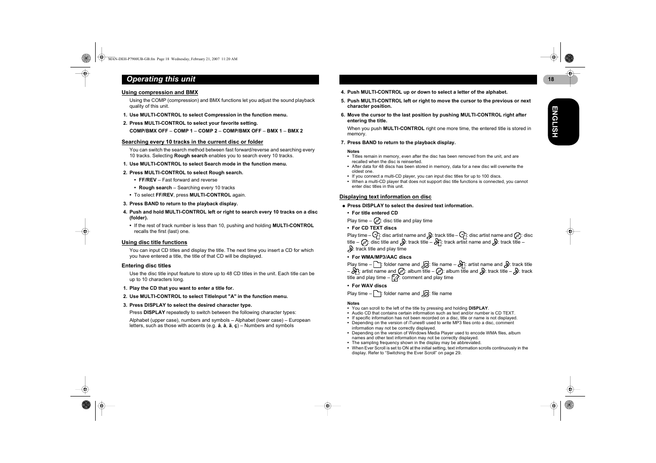 Operating this unit | Pioneer DEH-P7900UB User Manual | Page 18 / 52
