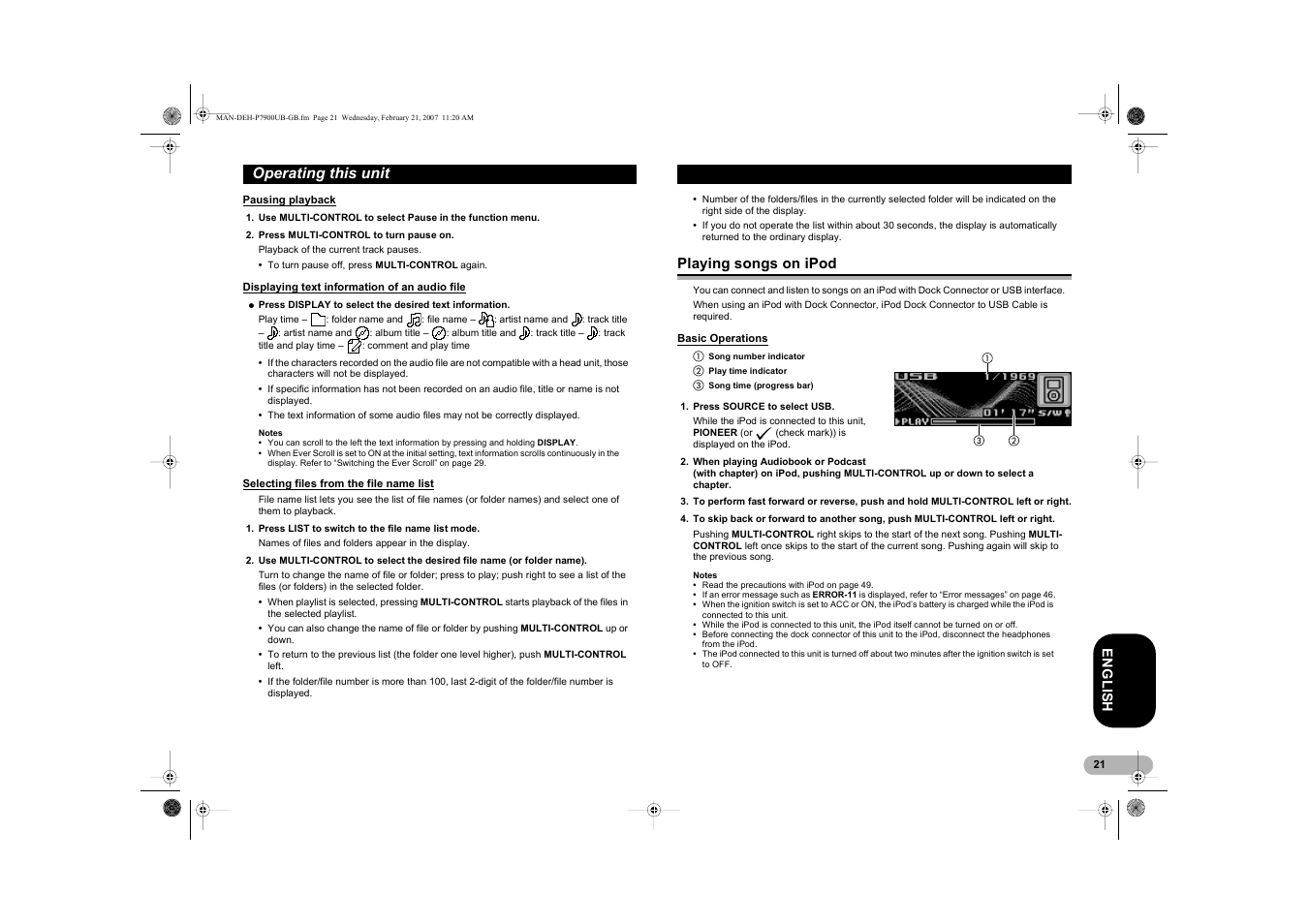 Operating this unit | Pioneer DEH-P7900UB User Manual | Page 21 / 52