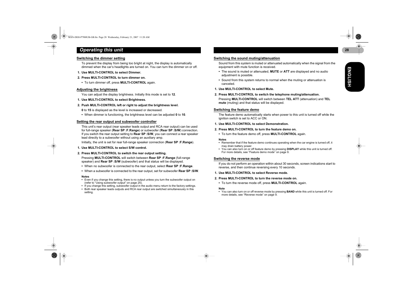 Operating this unit | Pioneer DEH-P7900UB User Manual | Page 28 / 52