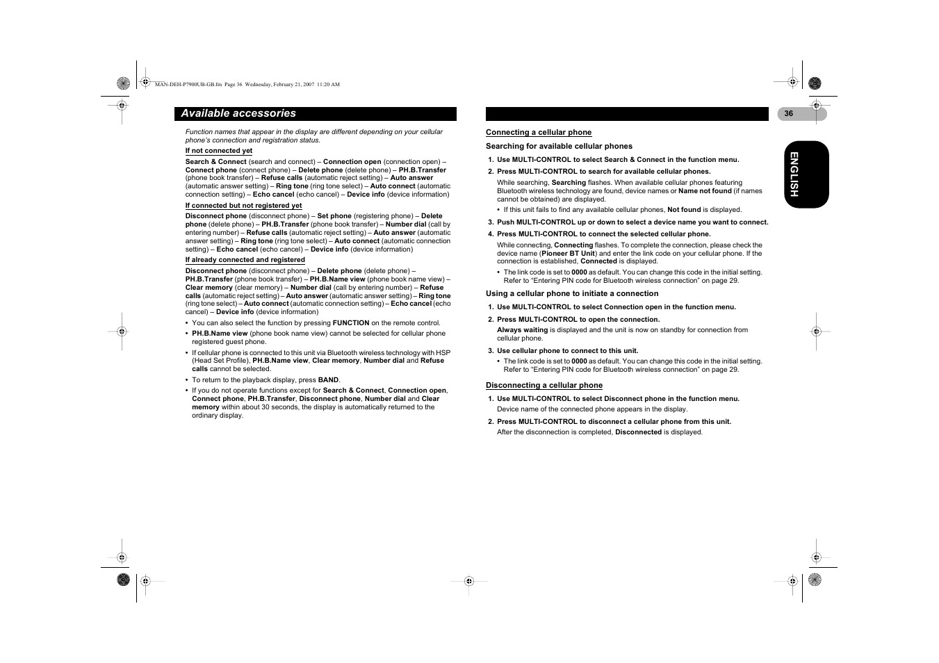 Pioneer DEH-P7900UB User Manual | Page 36 / 52