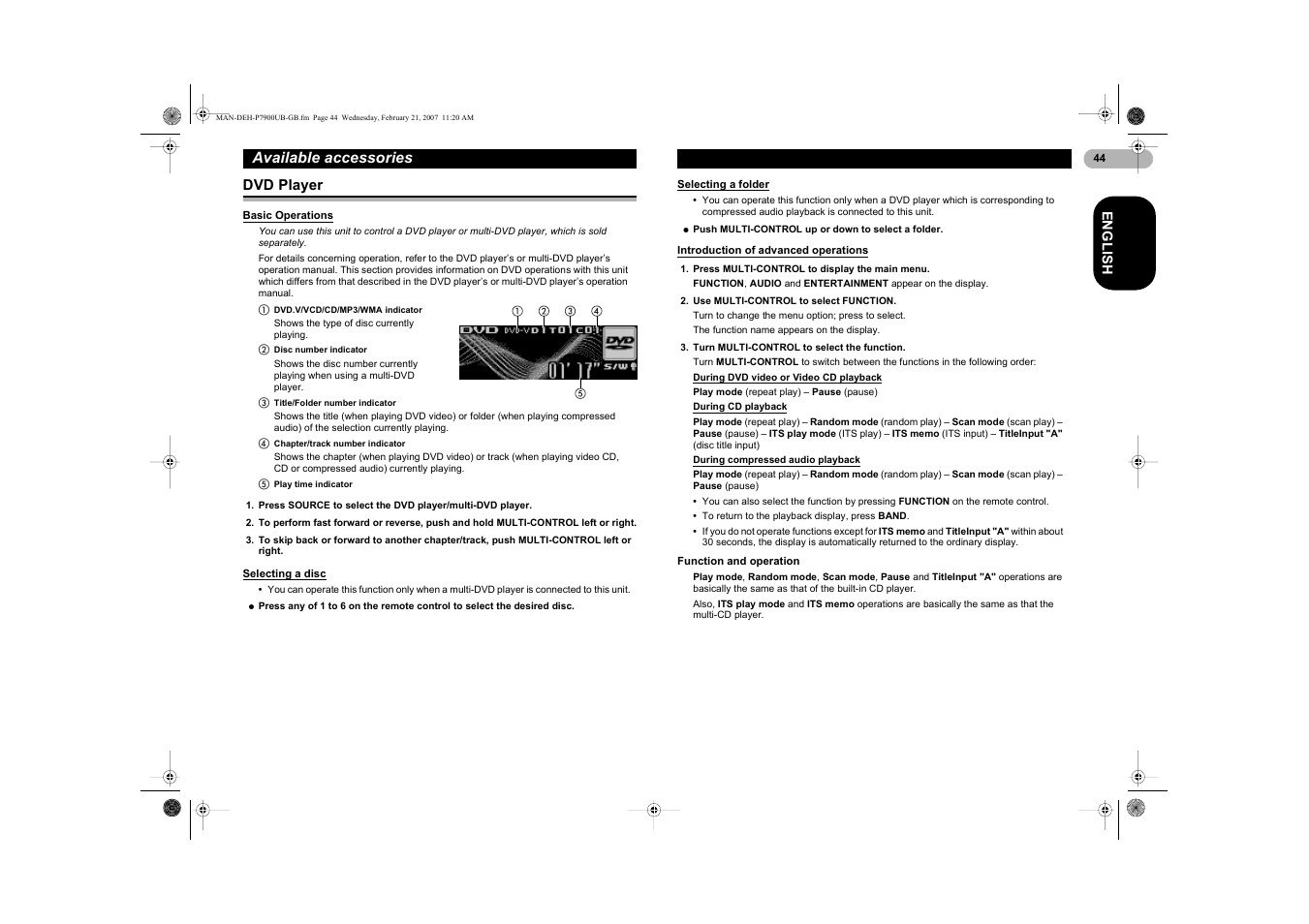 Available accessories | Pioneer DEH-P7900UB User Manual | Page 44 / 52