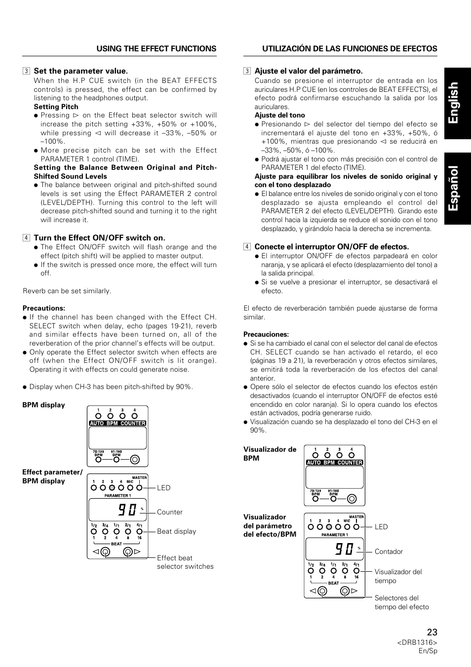 English espa ñ ol | Pioneer DJM-300 User Manual | Page 23 / 64