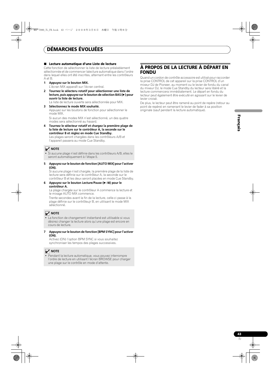 À propos de la lecture à départ en fondu, Démarches évoluées | Pioneer MEP-7000 User Manual | Page 111 / 206