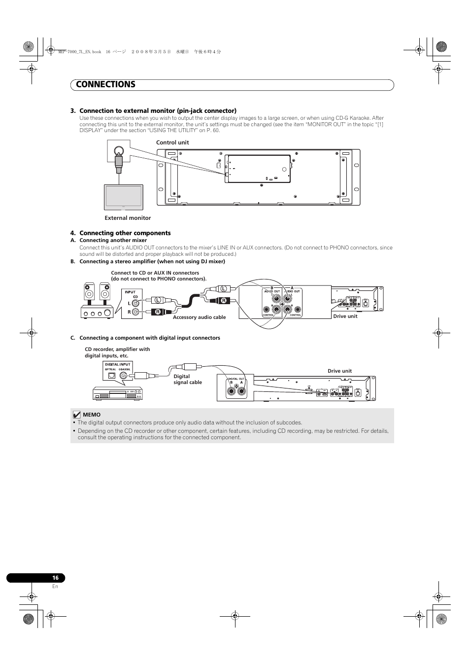 Connections, Connecting other components | Pioneer MEP-7000 User Manual | Page 16 / 206