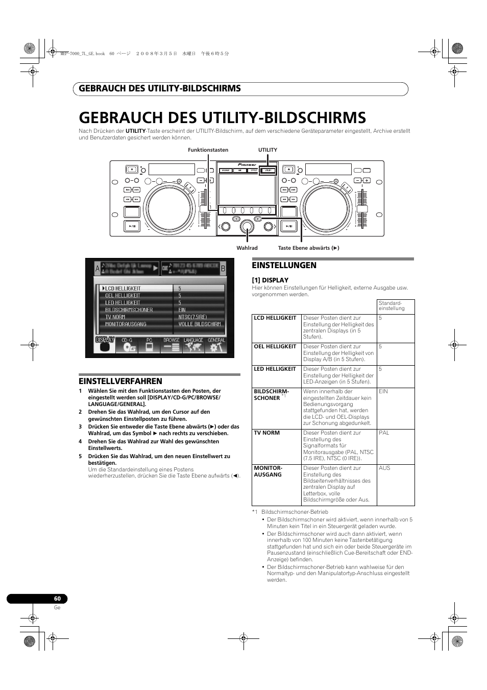 Gebrauch des utility-bildschirms, Einstellverfahren einstellungen, Einstellverfahren | Einstellungen | Pioneer MEP-7000 User Manual | Page 196 / 206