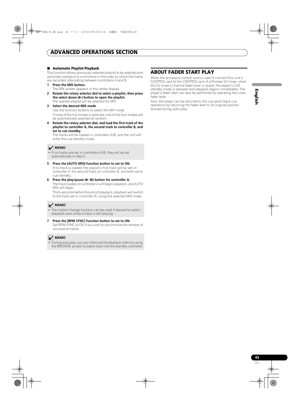About fader start play | Pioneer MEP-7000 User Manual | Page 43 / 206