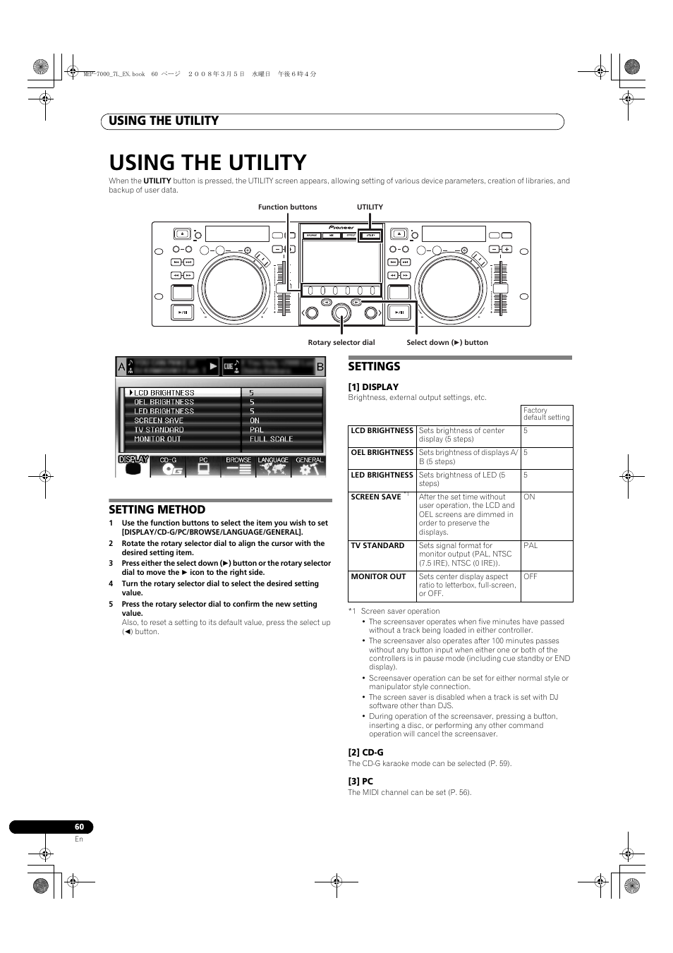 Using the utility, Setting method settings, Setting method | Settings | Pioneer MEP-7000 User Manual | Page 60 / 206