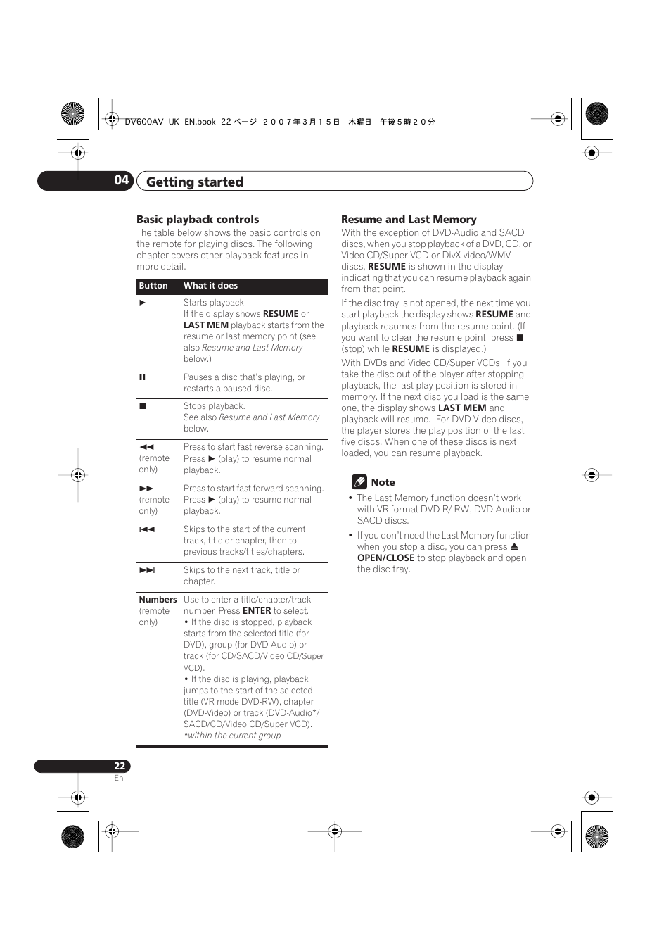 Getting started 04 | Pioneer DV-600AV-S User Manual | Page 22 / 64