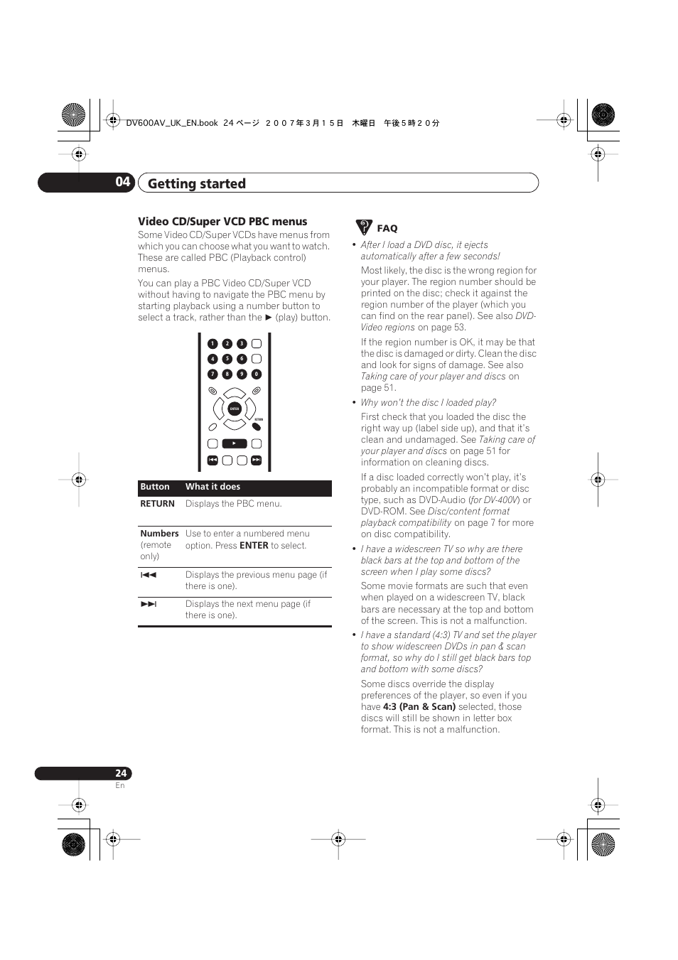 Getting started 04 | Pioneer DV-600AV-S User Manual | Page 24 / 64