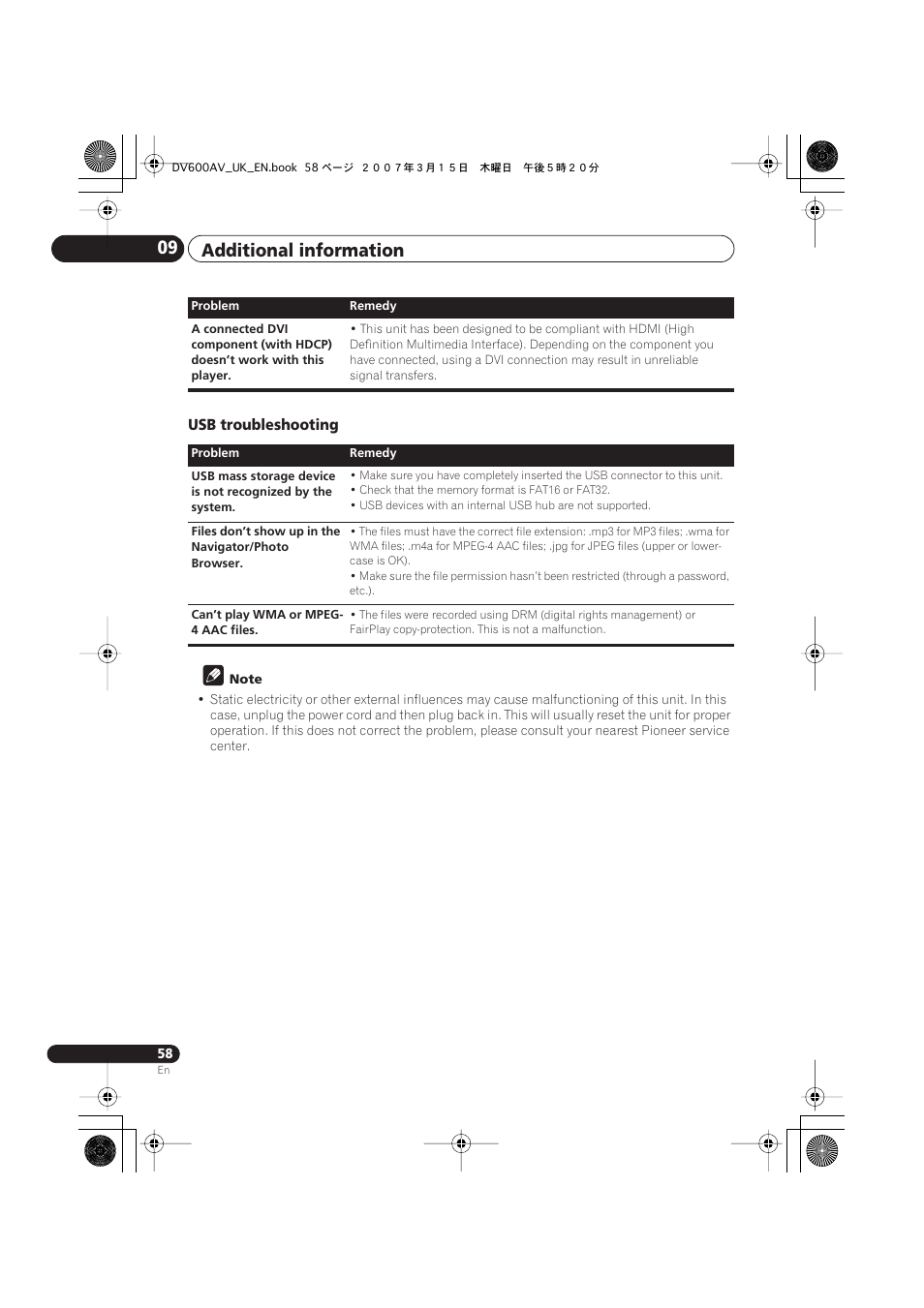 Additional information 09 | Pioneer DV-600AV-S User Manual | Page 58 / 64