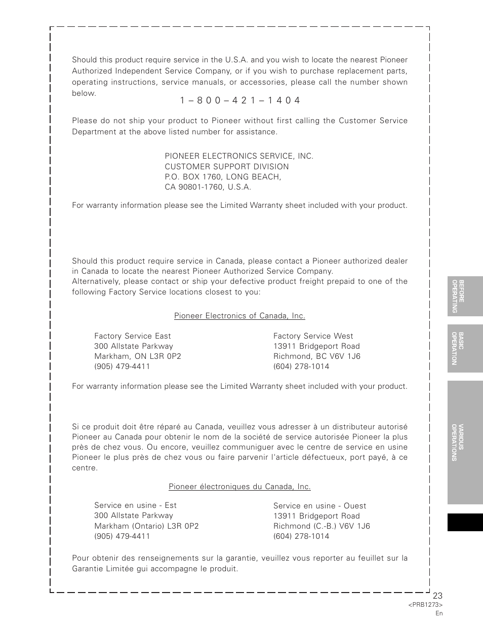 Pioneer PD-F957 User Manual | Page 23 / 24