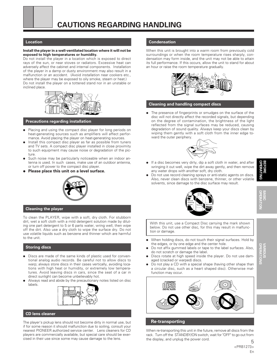 Cautions regarding handling | Pioneer PD-F957 User Manual | Page 5 / 24