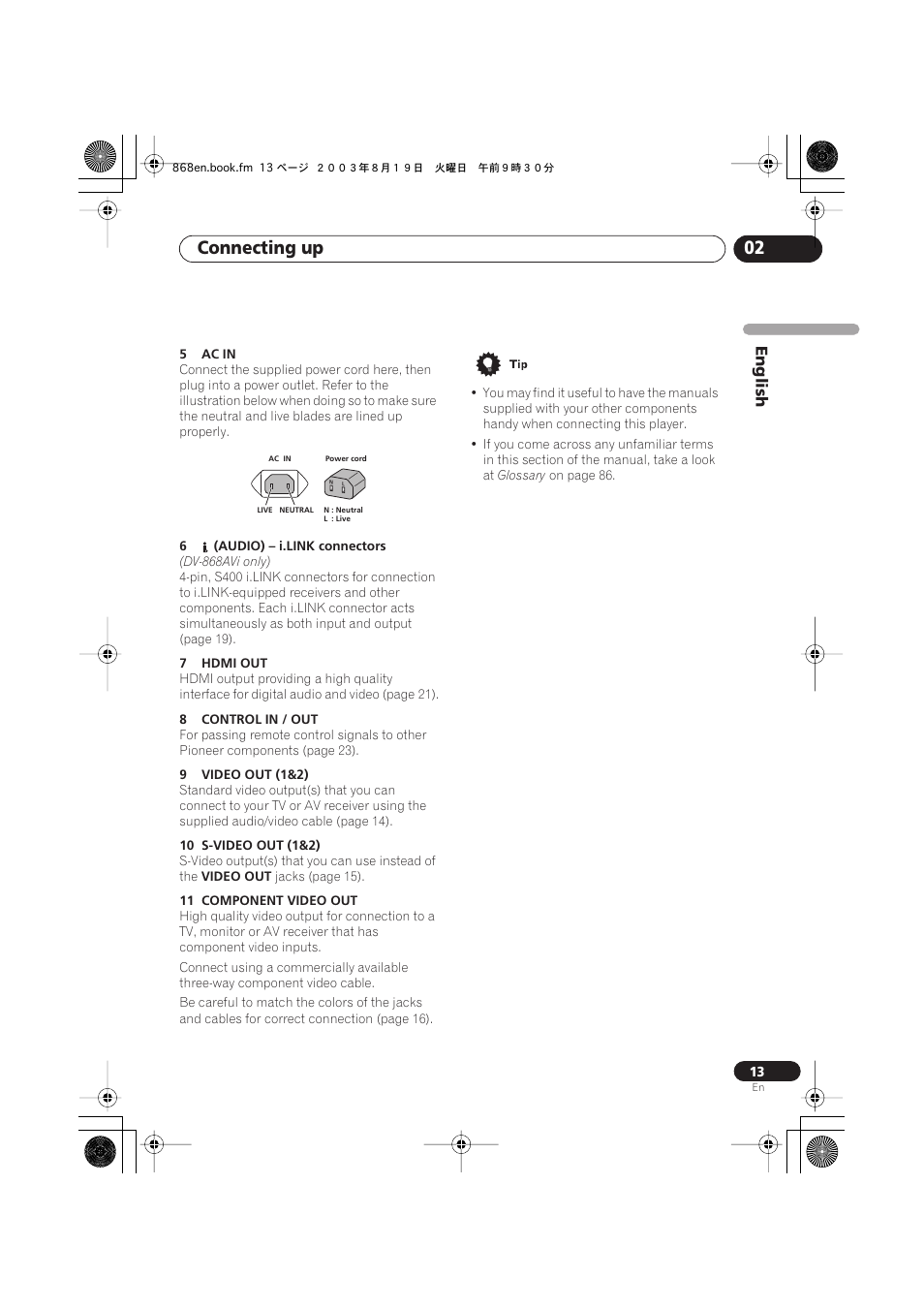 Connecting up 02 | Pioneer DV-868AVi User Manual | Page 13 / 98