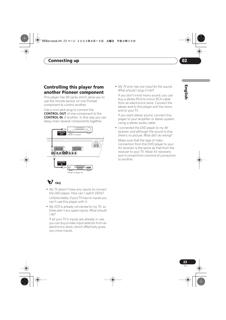 Connecting up 02, English | Pioneer DV-868AVi User Manual | Page 23 / 98