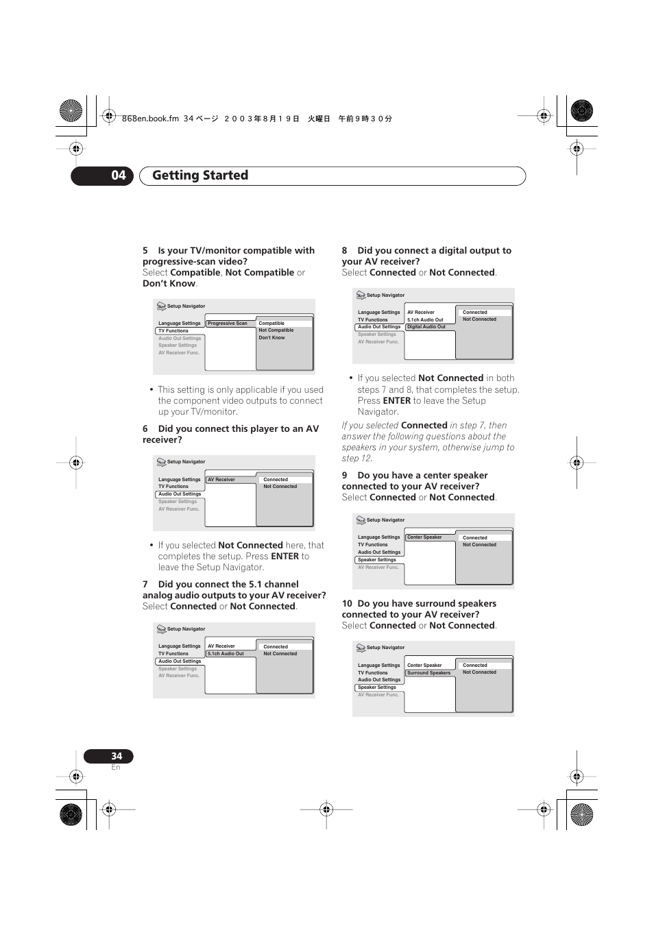 Getting started 04 | Pioneer DV-868AVi User Manual | Page 34 / 98