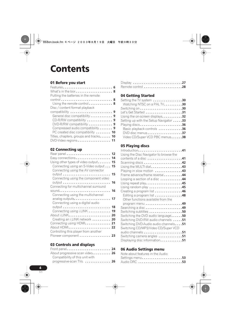 Pioneer DV-868AVi User Manual | Page 4 / 98