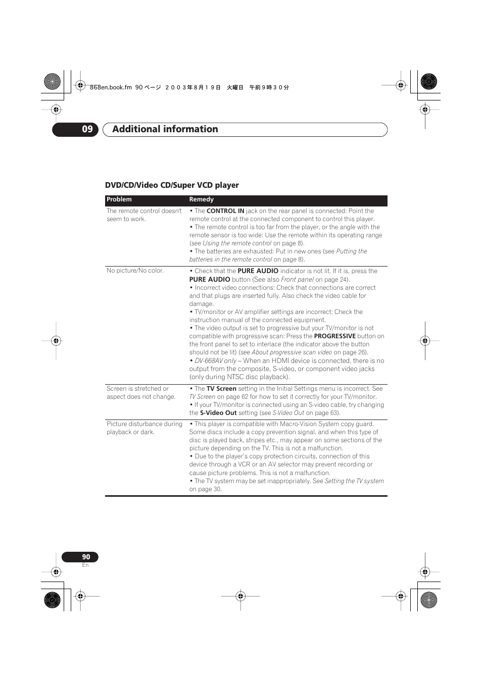 Dvd/cd/video cd/super vcd player, Additional information 09 | Pioneer DV-868AVi User Manual | Page 90 / 98