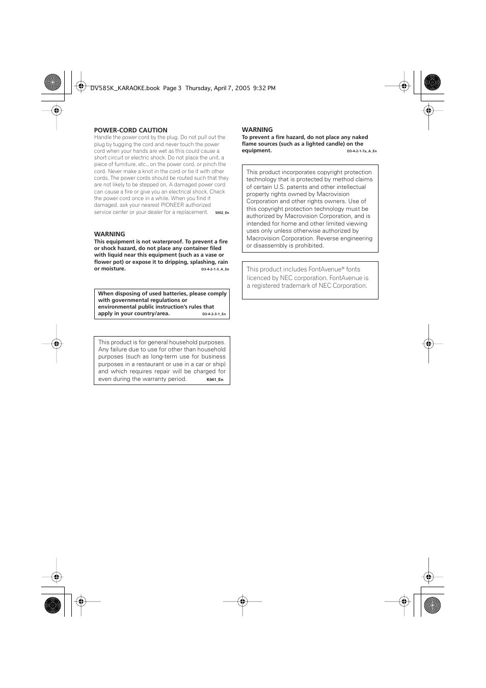 Pioneer DV-585K-s User Manual | Page 3 / 44