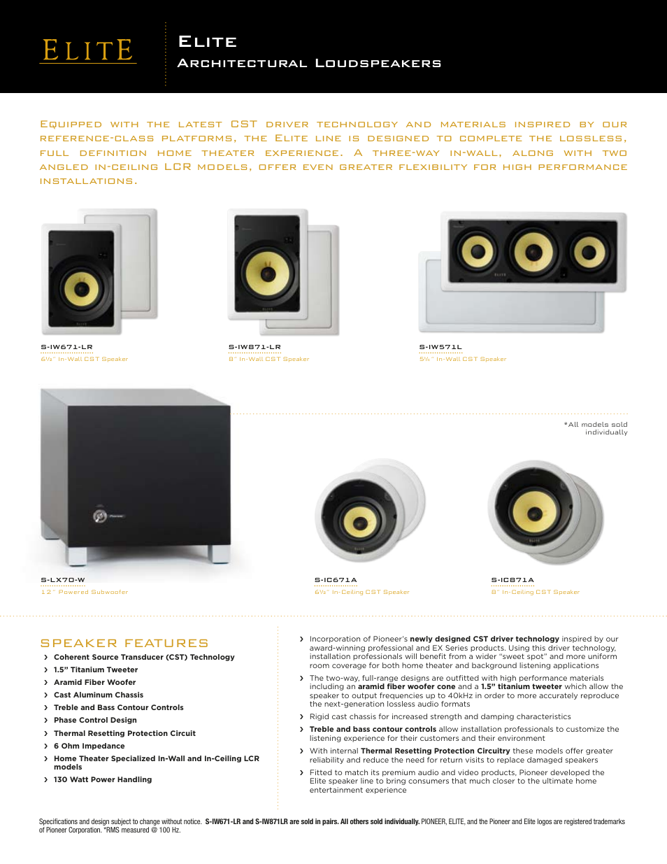 Pioneer Elite S-IC671A User Manual | 1 page