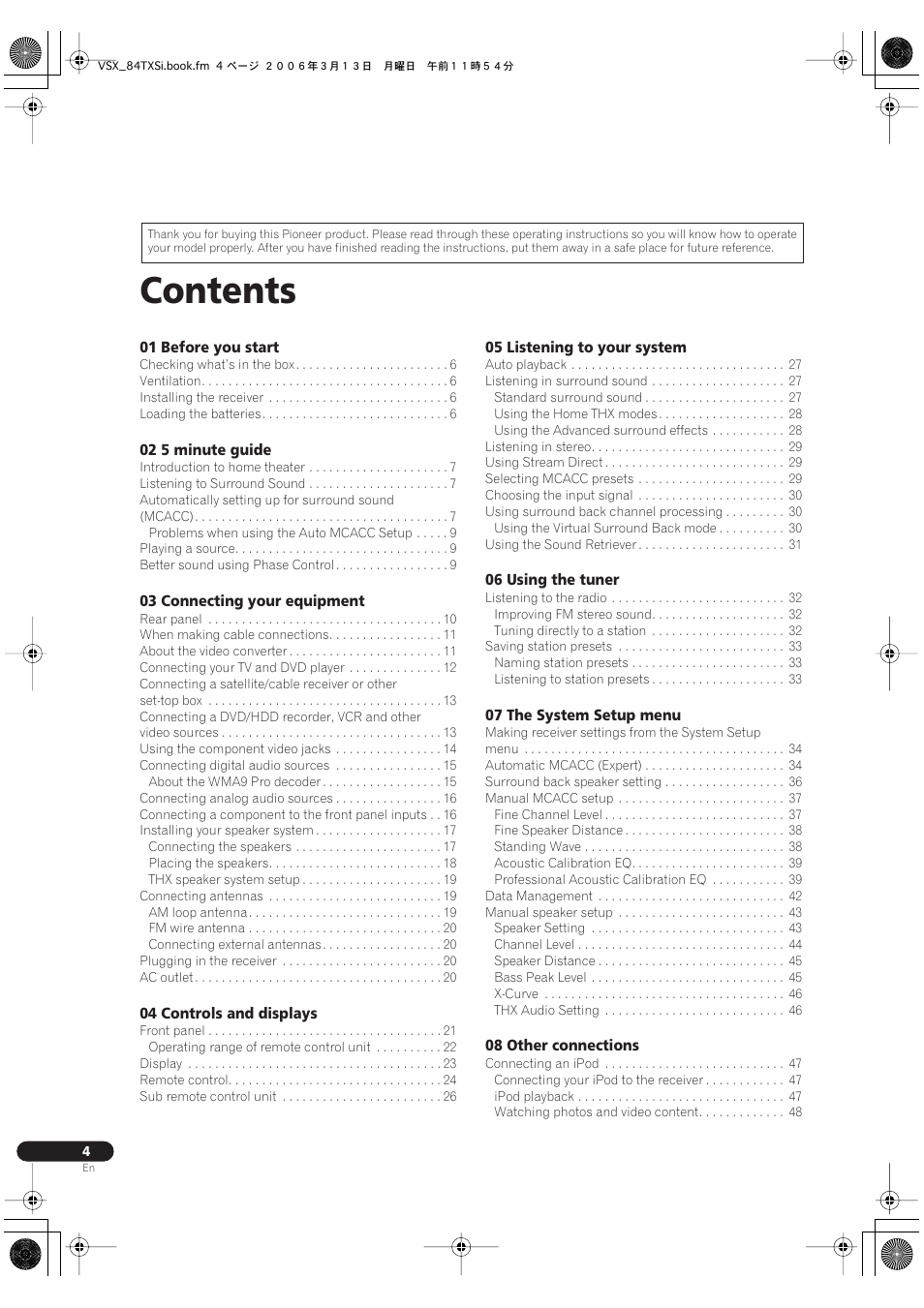 Pioneer VSX-82TXS-S User Manual | Page 4 / 92