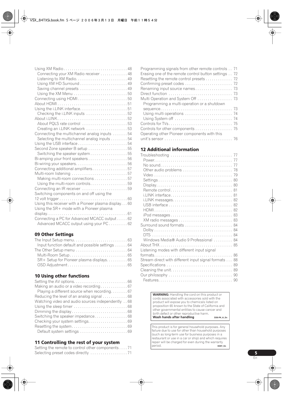 Pioneer VSX-82TXS-S User Manual | Page 5 / 92