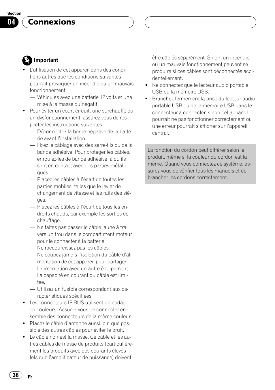 Connexions | Pioneer CD-UB100 User Manual | Page 36 / 63