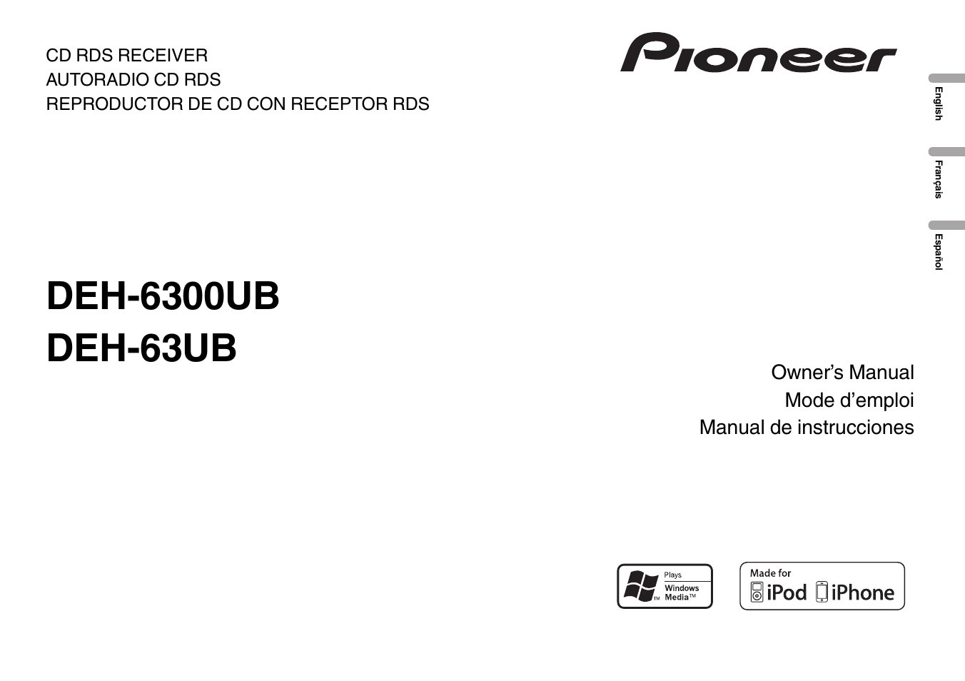 Pioneer DEH-6300UB User Manual | 60 pages