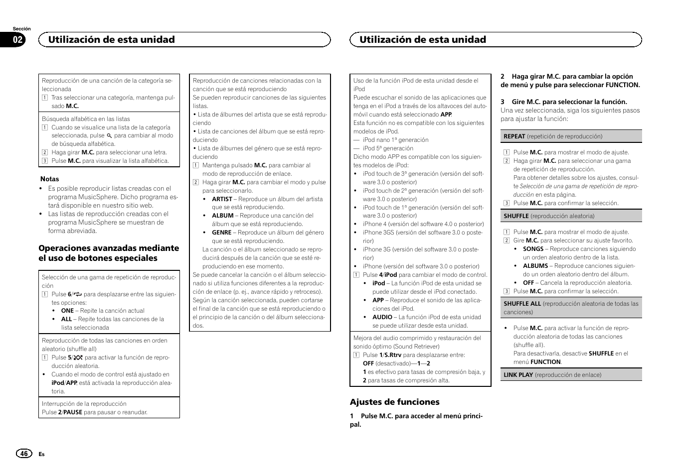 Utilización de esta unidad 02, Utilización de esta unidad | Pioneer DEH-6300UB User Manual | Page 46 / 60