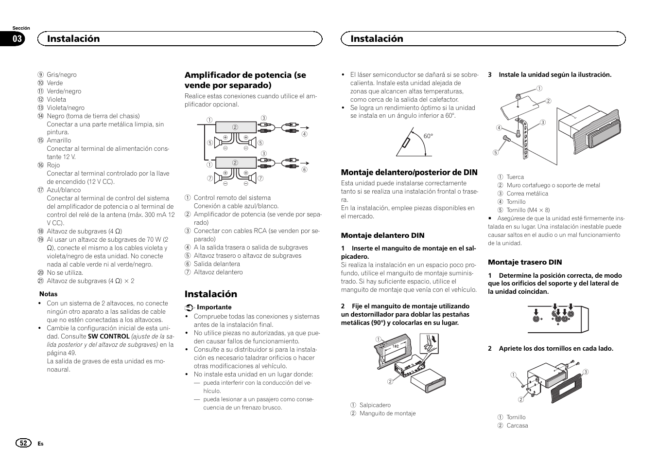 Instalación, Instalación 03 | Pioneer DEH-6300UB User Manual | Page 52 / 60