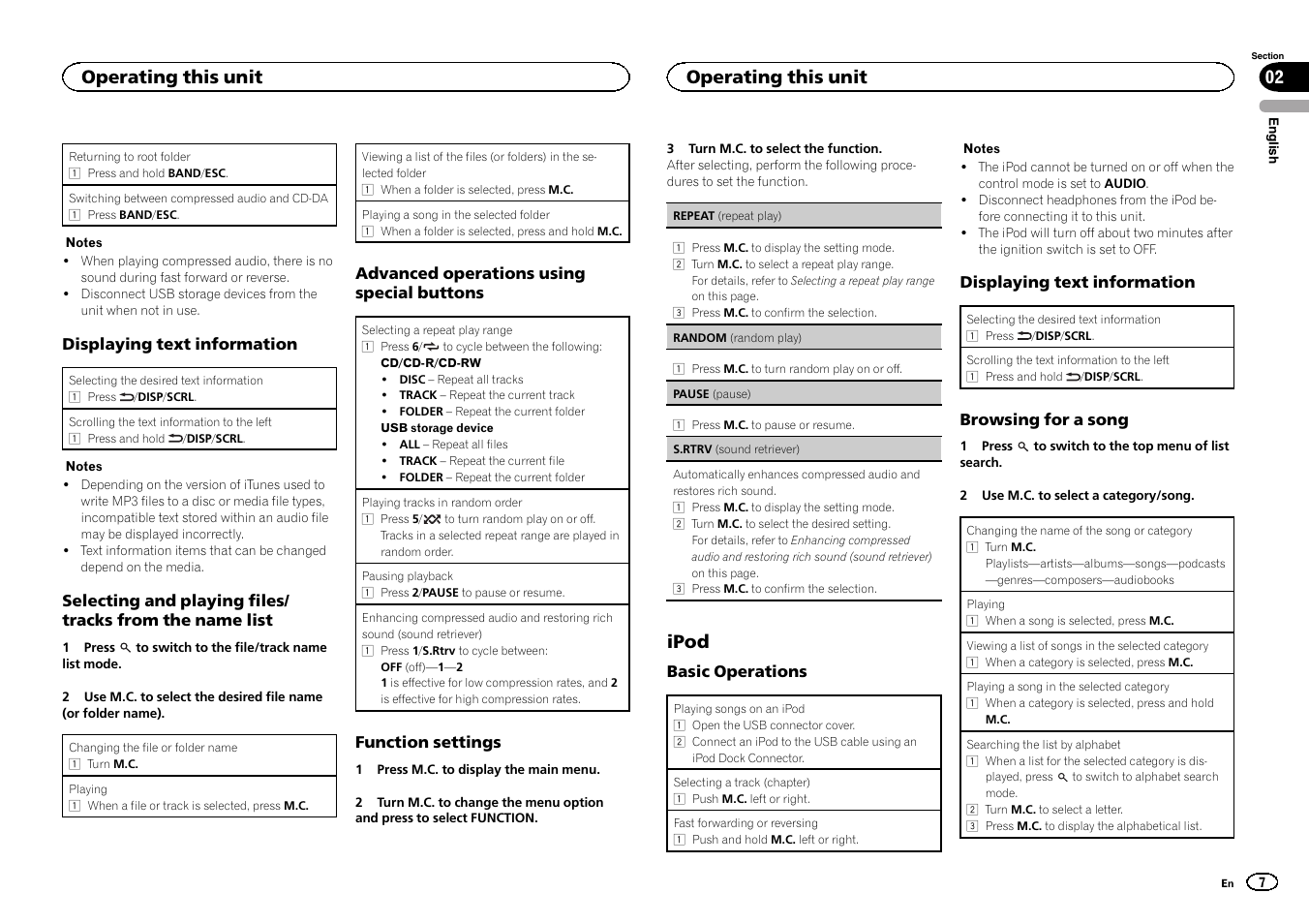 Ipod, Operating this unit 02, Operating this unit | Pioneer DEH-6300UB User Manual | Page 7 / 60