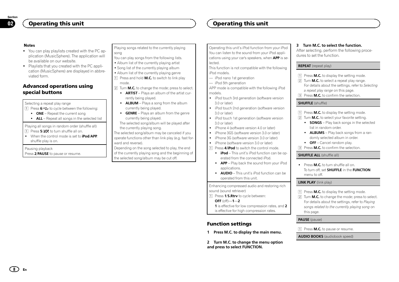 Operating this unit 02, Operating this unit | Pioneer DEH-6300UB User Manual | Page 8 / 60