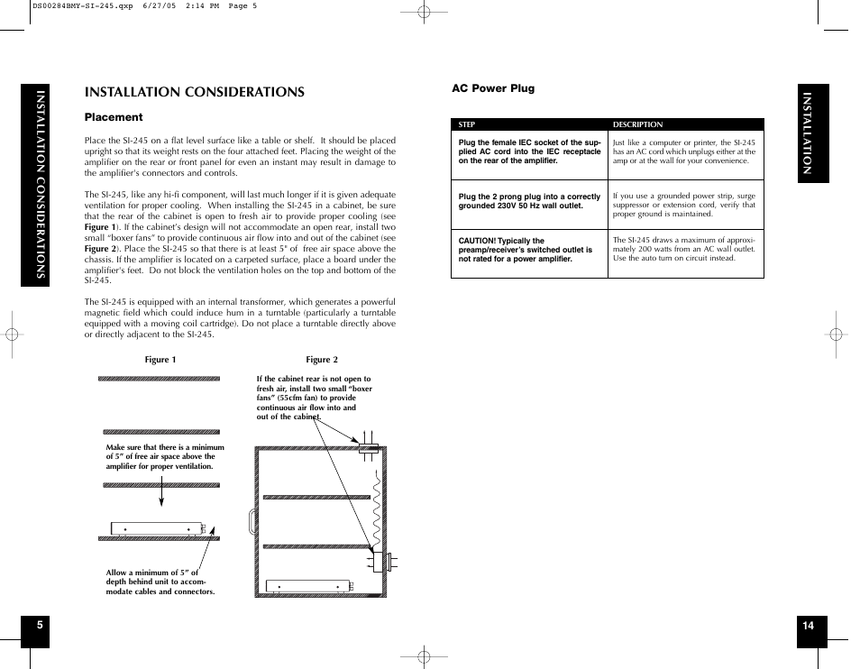 Installation considerations | Pioneer SI-245 User Manual | Page 15 / 20