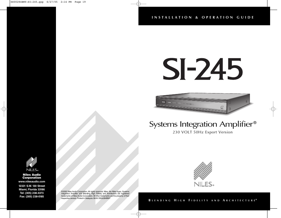 Systems integration amplifier | Pioneer SI-245 User Manual | Page 20 / 20