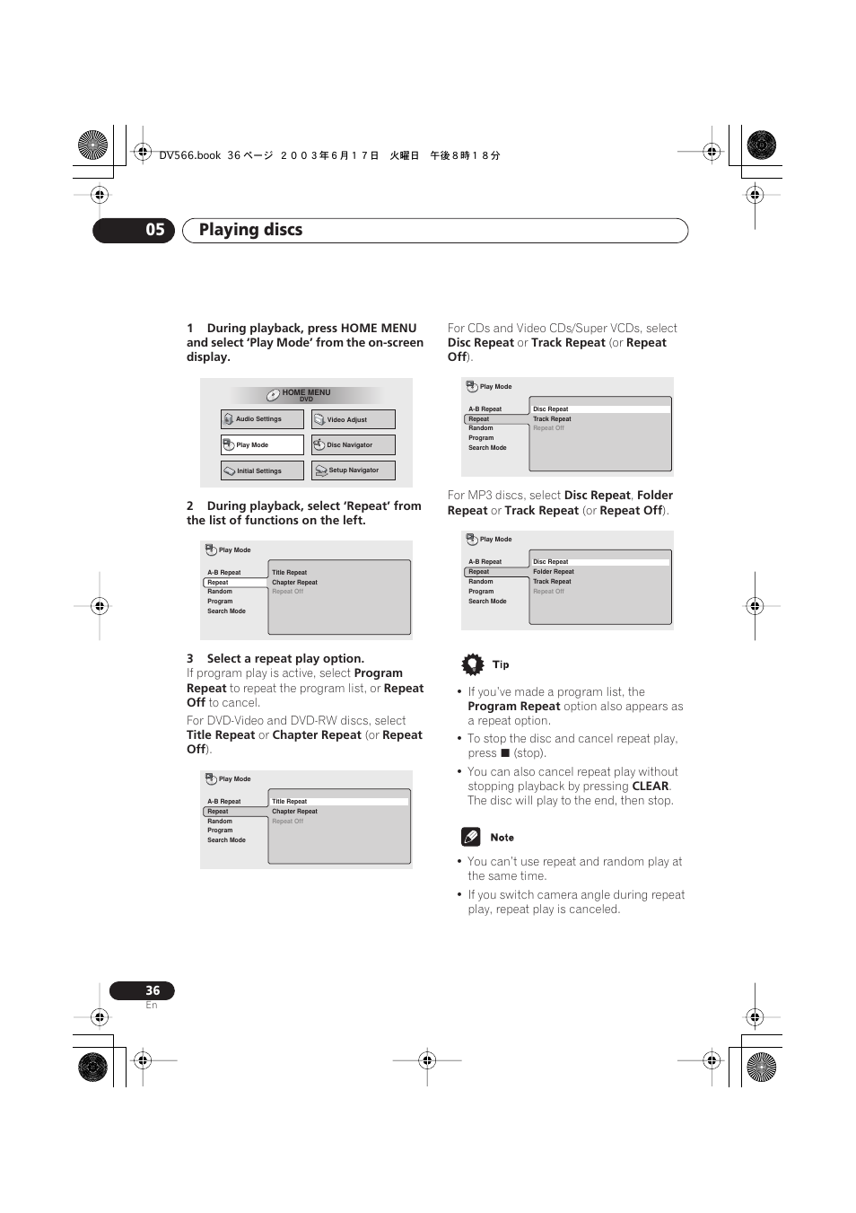 Playing discs 05 | Pioneer DV-566K-s User Manual | Page 36 / 76