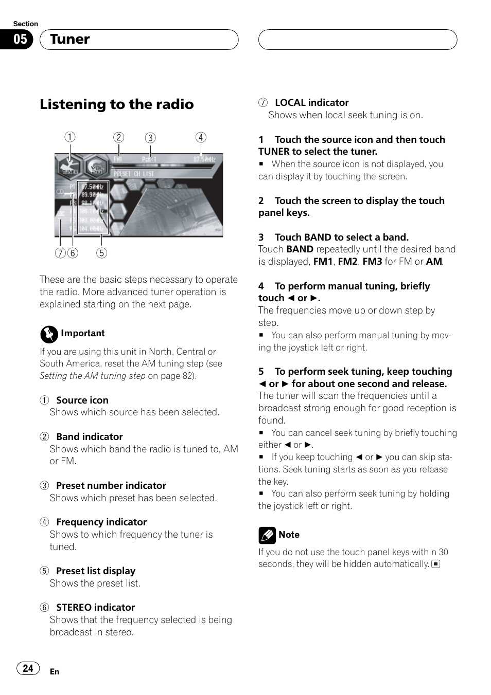 Tuner listening to the radio 24, Listening to the radio, Tuner | Pioneer Super Tuner III D AVH-P6650DVD User Manual | Page 24 / 106